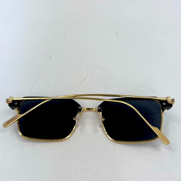 JOHN VARVANTOS GOLD METAL FRAME WITH GLOSSY BLACK ACCENT SUNGLASSES, GREY LENSES - Picture 14 of 14